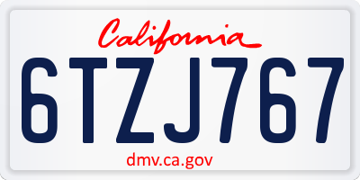 CA license plate 6TZJ767