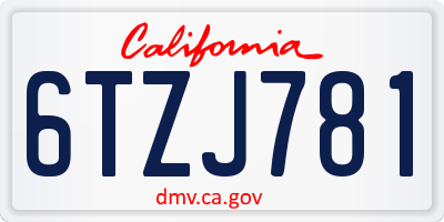 CA license plate 6TZJ781