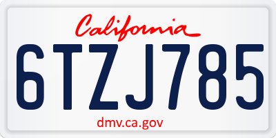 CA license plate 6TZJ785
