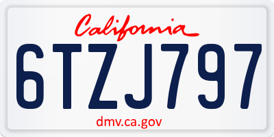 CA license plate 6TZJ797