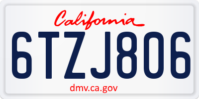 CA license plate 6TZJ806