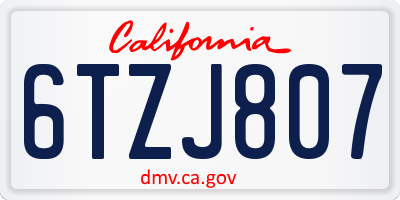 CA license plate 6TZJ807