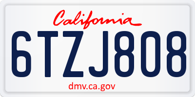 CA license plate 6TZJ808