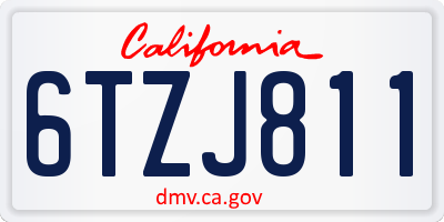 CA license plate 6TZJ811