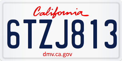 CA license plate 6TZJ813