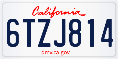 CA license plate 6TZJ814