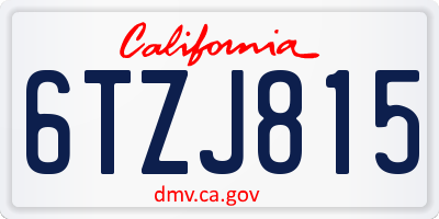CA license plate 6TZJ815