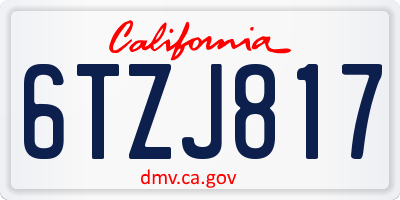 CA license plate 6TZJ817