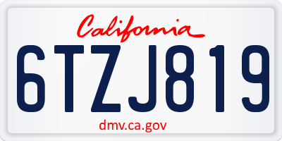 CA license plate 6TZJ819
