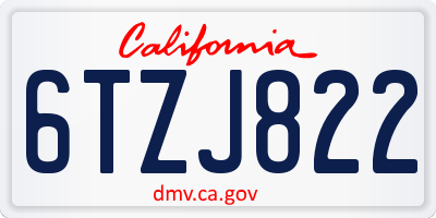 CA license plate 6TZJ822