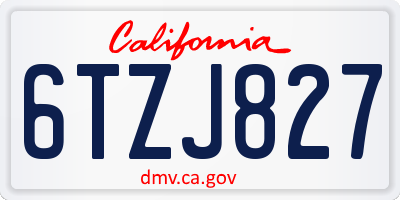 CA license plate 6TZJ827