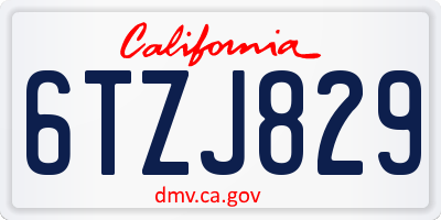 CA license plate 6TZJ829
