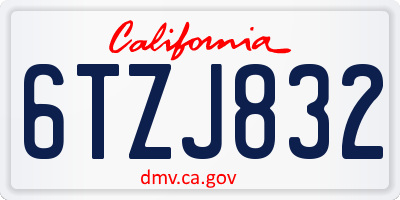 CA license plate 6TZJ832