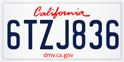 CA license plate 6TZJ836