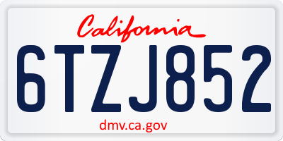 CA license plate 6TZJ852