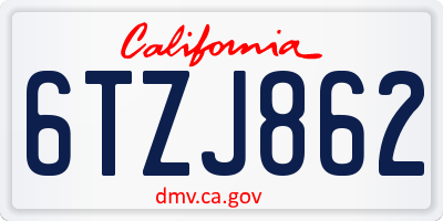 CA license plate 6TZJ862