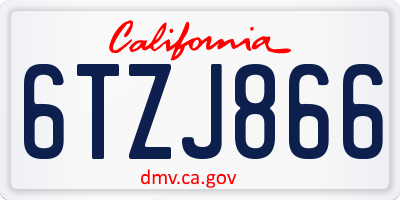 CA license plate 6TZJ866