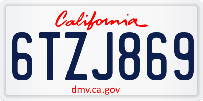 CA license plate 6TZJ869