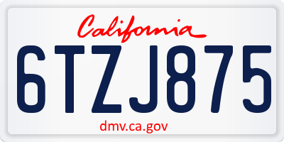 CA license plate 6TZJ875