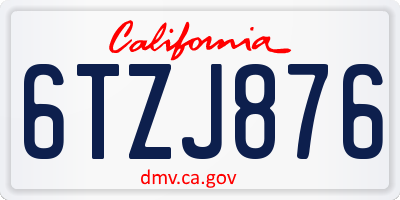 CA license plate 6TZJ876