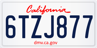 CA license plate 6TZJ877