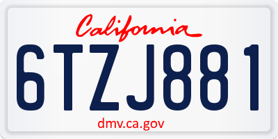 CA license plate 6TZJ881