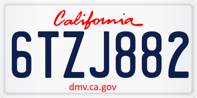 CA license plate 6TZJ882