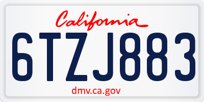 CA license plate 6TZJ883