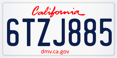 CA license plate 6TZJ885
