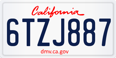 CA license plate 6TZJ887