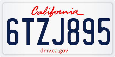 CA license plate 6TZJ895