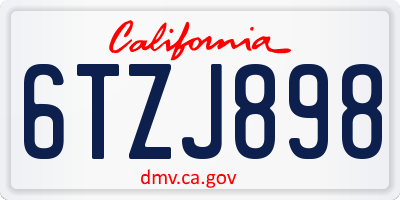 CA license plate 6TZJ898