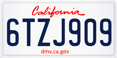 CA license plate 6TZJ909