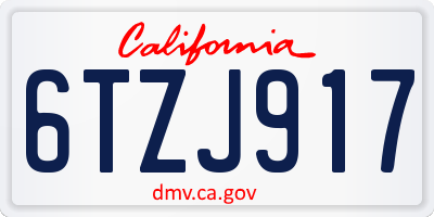 CA license plate 6TZJ917