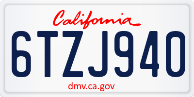 CA license plate 6TZJ940
