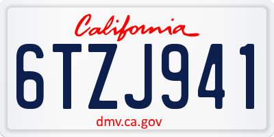 CA license plate 6TZJ941