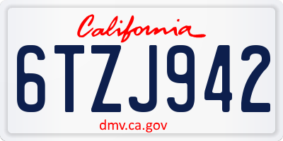 CA license plate 6TZJ942