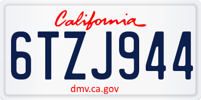 CA license plate 6TZJ944