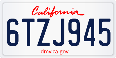 CA license plate 6TZJ945