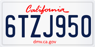 CA license plate 6TZJ950