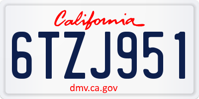 CA license plate 6TZJ951