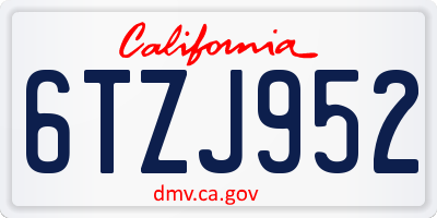CA license plate 6TZJ952