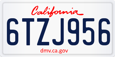 CA license plate 6TZJ956