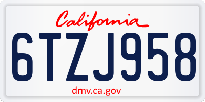 CA license plate 6TZJ958