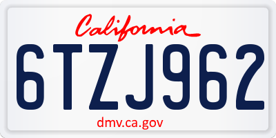 CA license plate 6TZJ962