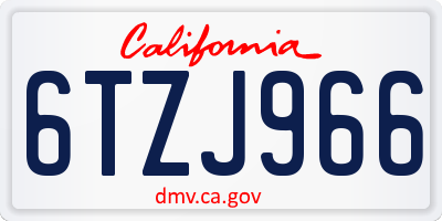 CA license plate 6TZJ966