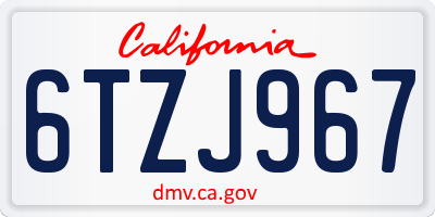 CA license plate 6TZJ967