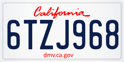 CA license plate 6TZJ968