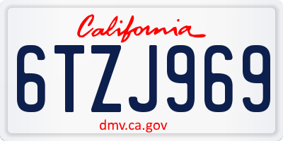 CA license plate 6TZJ969