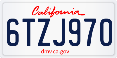 CA license plate 6TZJ970